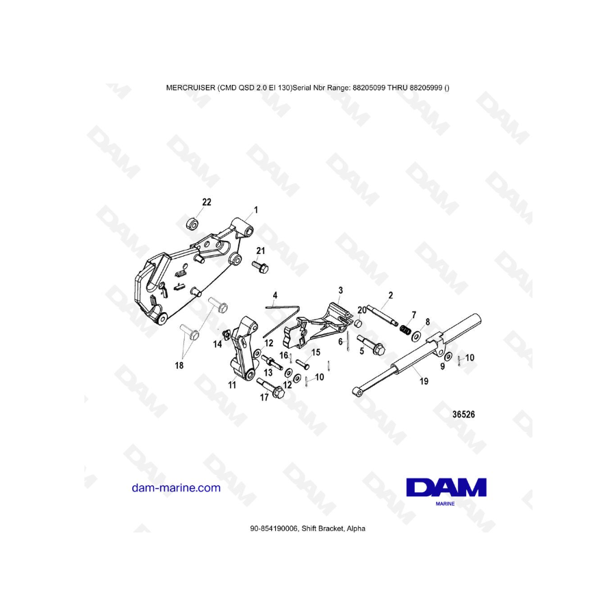 Mercruiser CMD QSD 2.0 EI 130 - Shift Bracket, Alpha