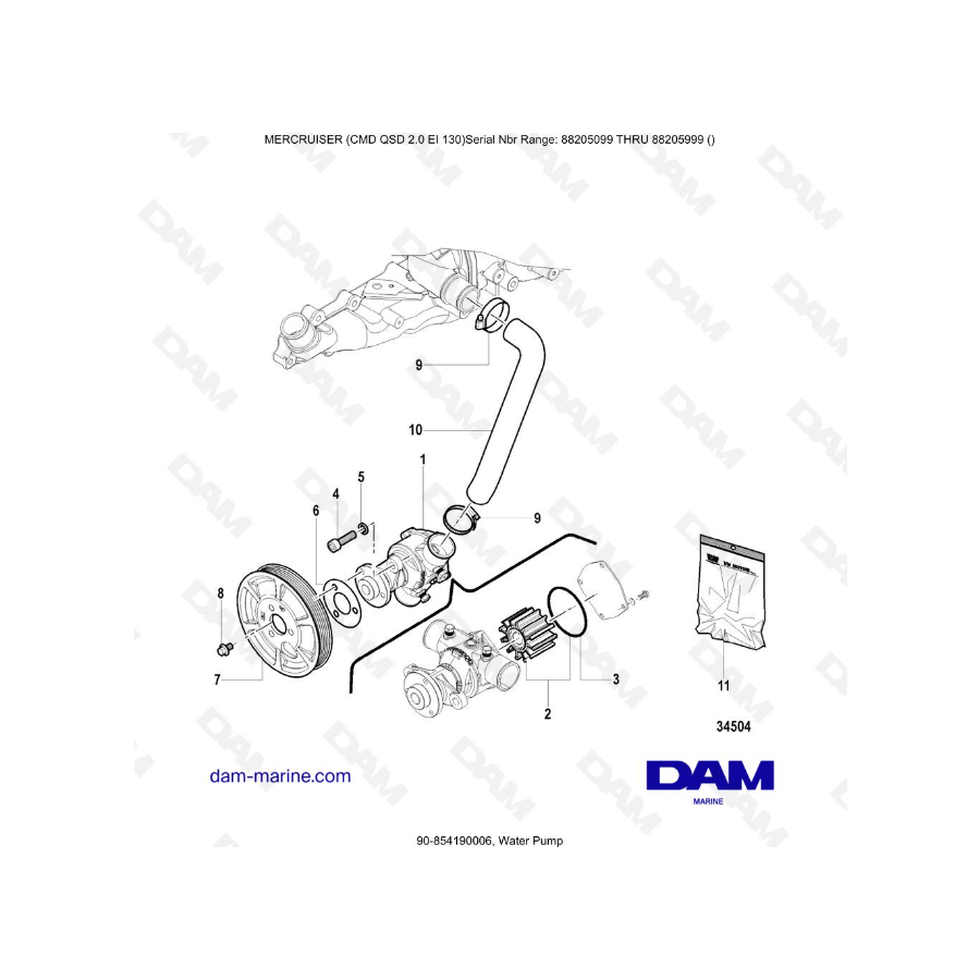 Mercruiser CMD QSD 2.0 EI 130 - Bomba de agua