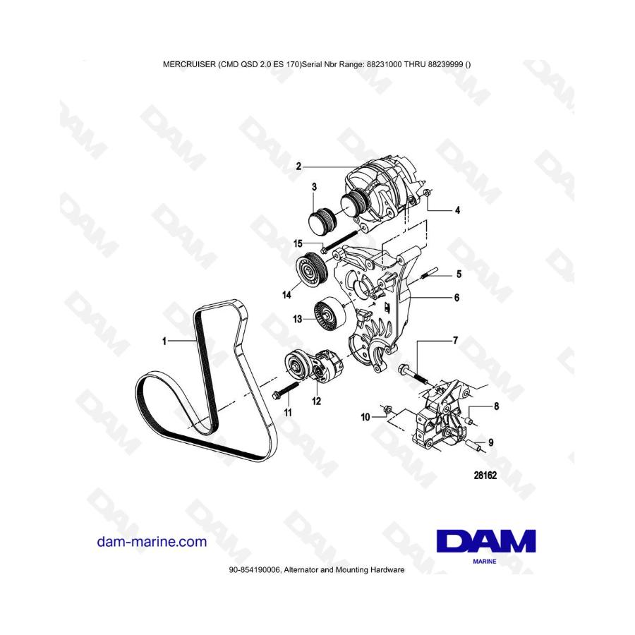 Mercruiser CMD QSD 2.0 ES 170 - Alternador y accesorios de montaje