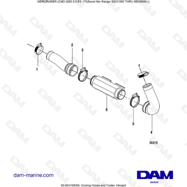 Mercruiser Cmd Qsd Es Cooling Hoses And Cooler Inboard Dam