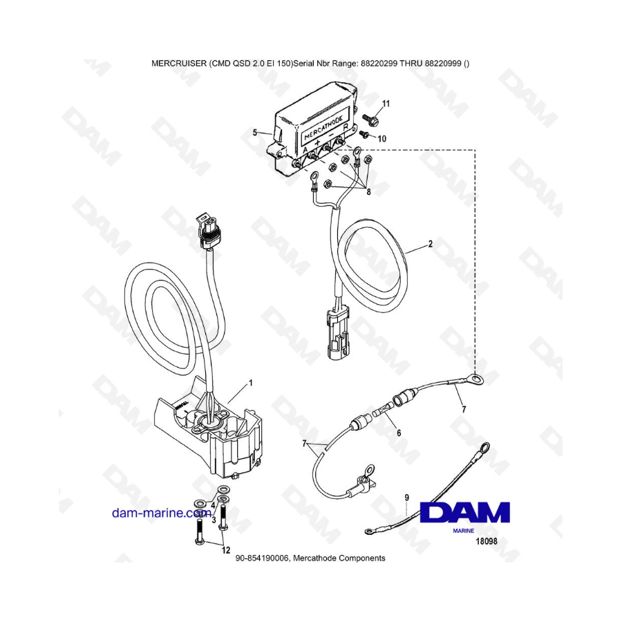 Mercruiser CMD QSD 2.0 EI 150 - Componentes Mercathode