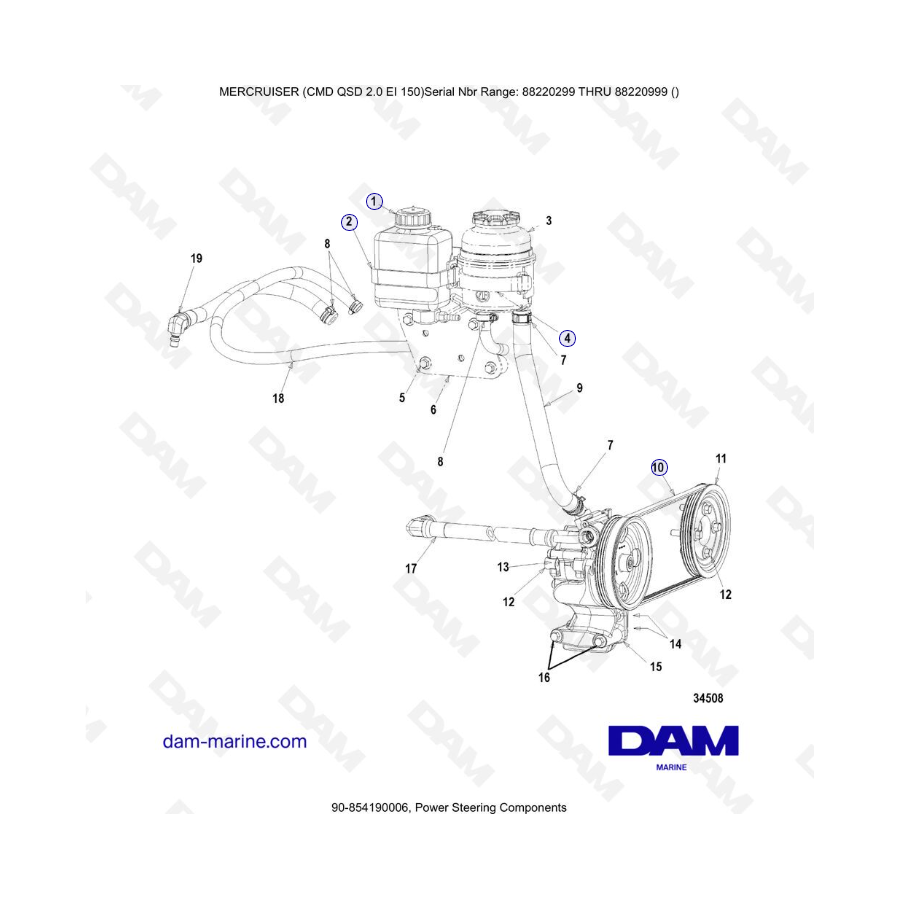 Mercruiser CMD QSD 2.0 EI 150 - Power Steering Components