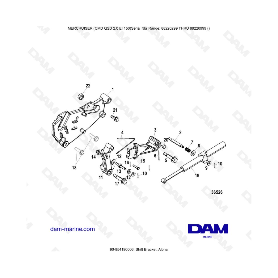 Mercruiser CMD QSD 2.0 EI 150 - Shift Bracket, Alpha