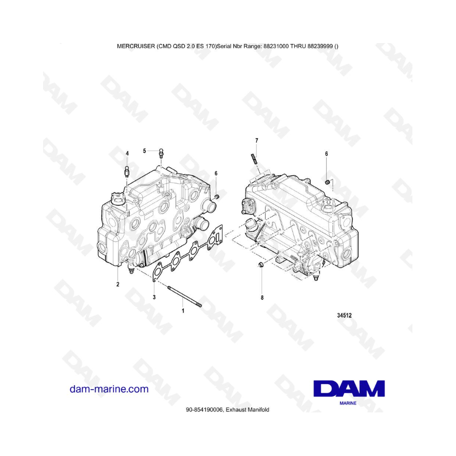 Mercruiser Cmd Qsd Es Exhaust Manifold Dam Marine