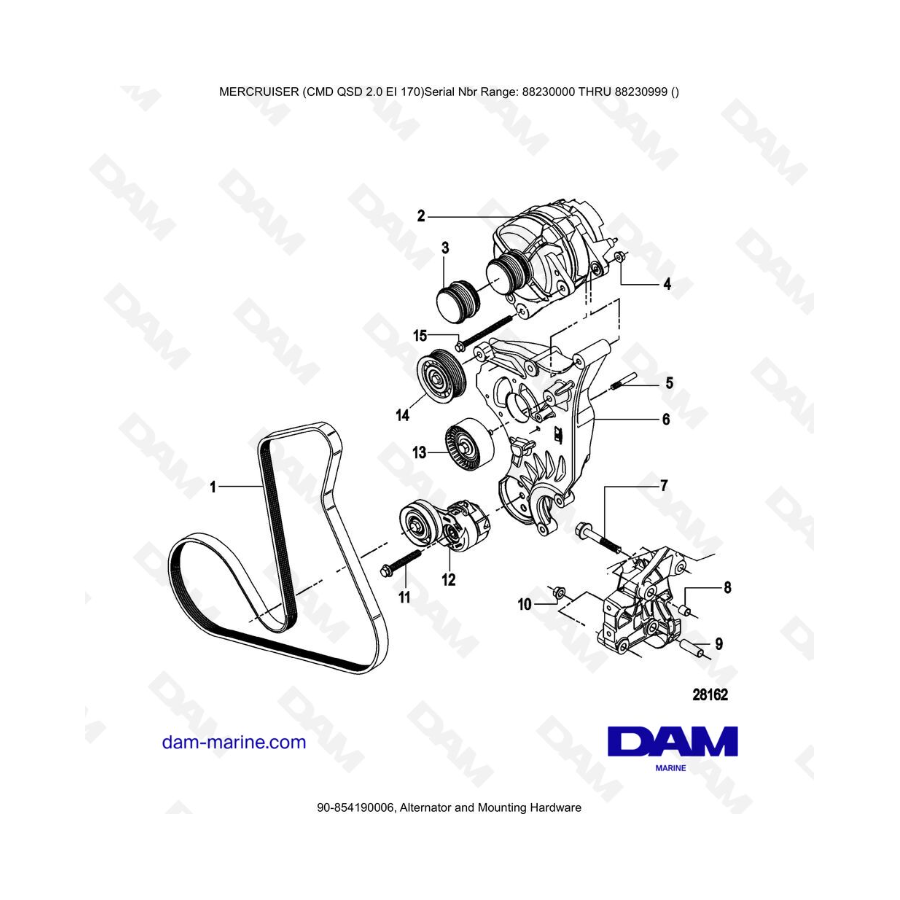 Mercruiser CMD QSD 2.0 EI 170 - Alternador y accesorios de montaje