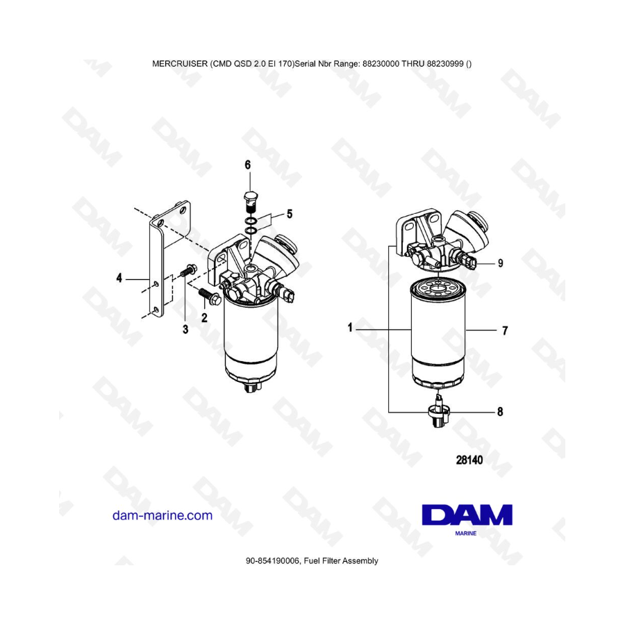 Mercruiser CMD QSD 2.0 EI 170 - Conjunto de filtro de combustible