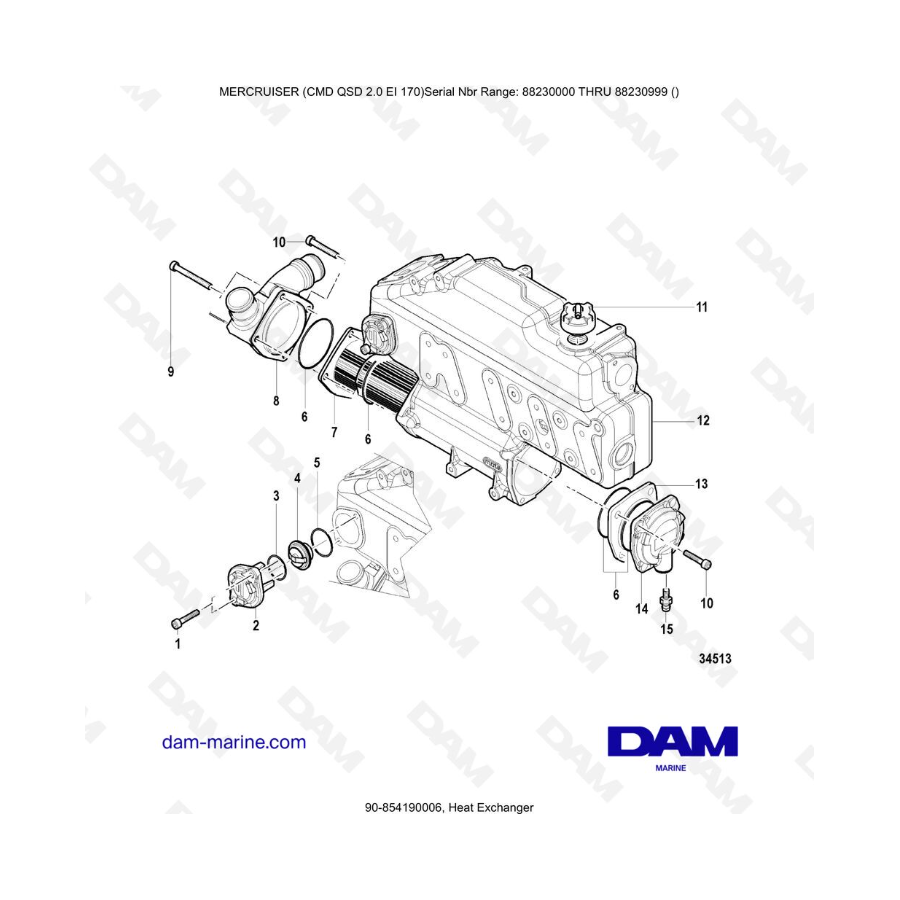 Mercruiser CMD QSD 2.0 EI 170 - Intercambiador de calor