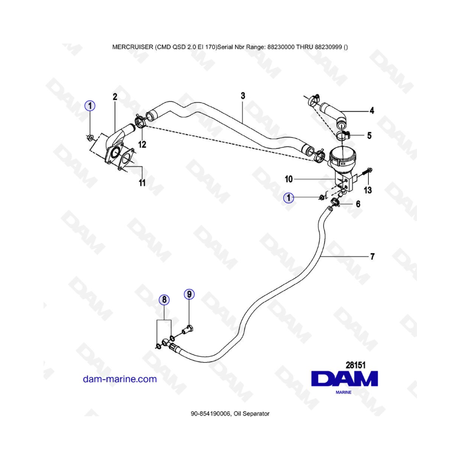 Mercruiser CMD QSD 2.0 EI 170 - Separador de aceite