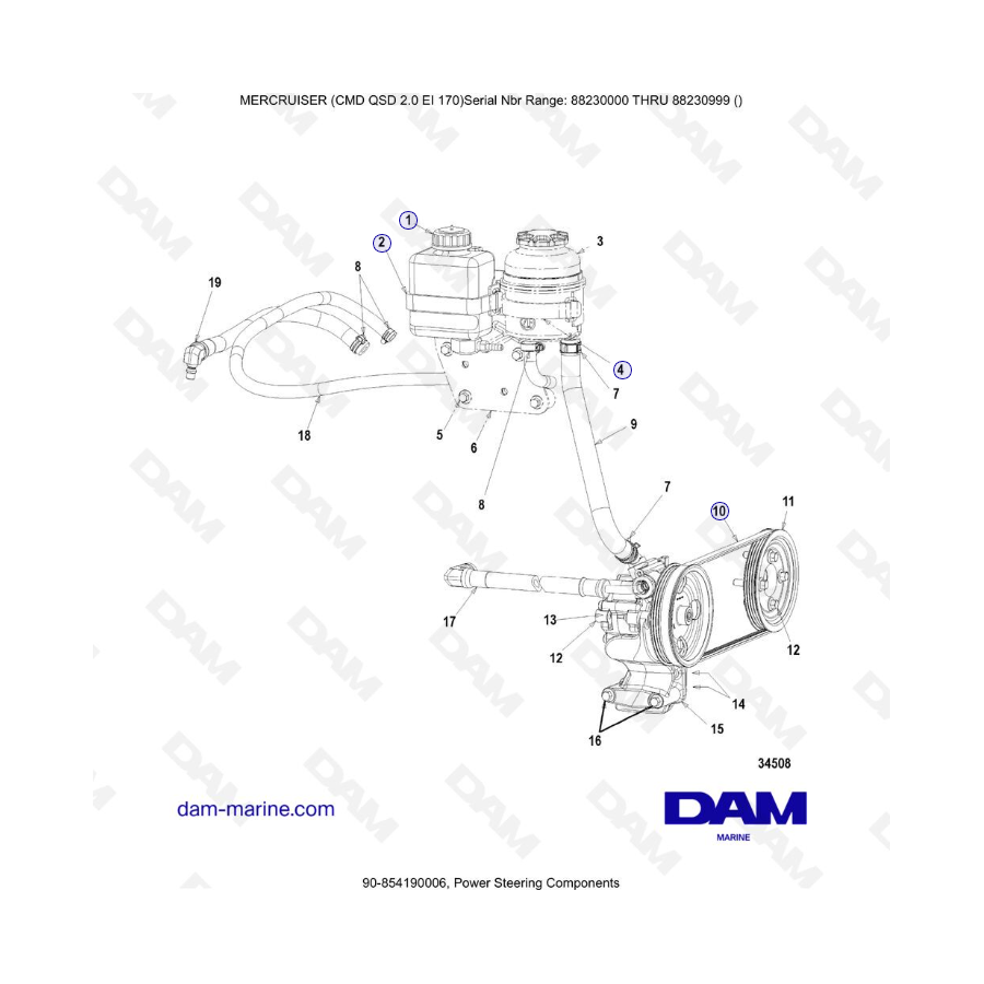 Mercruiser CMD QSD 2.0 EI 170 - Componentes de dirección asistida