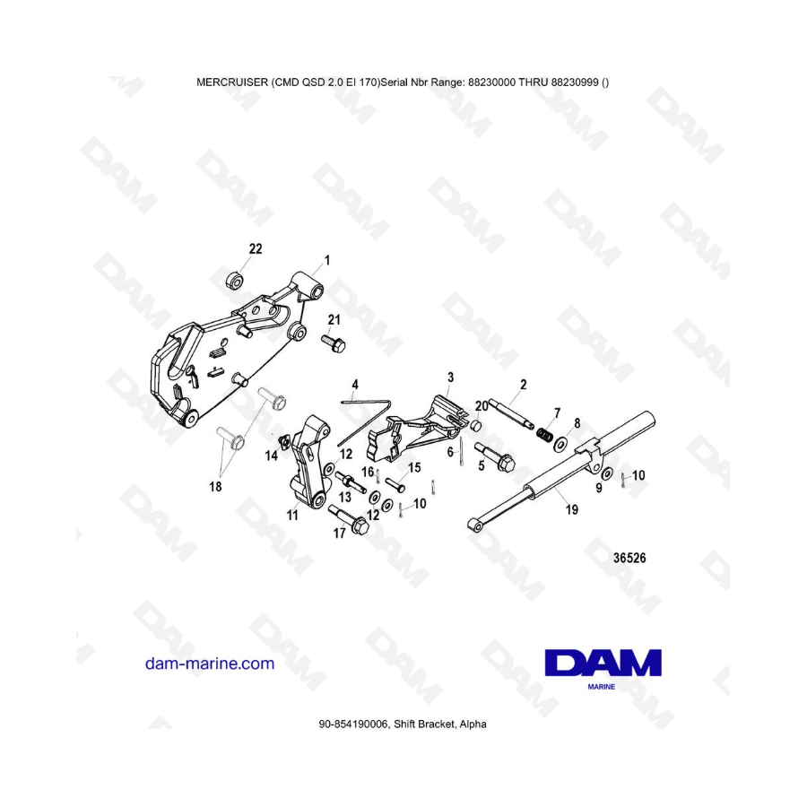 Mercruiser CMD QSD 2.0 EI 170 - Soporte de cambio, Alpha