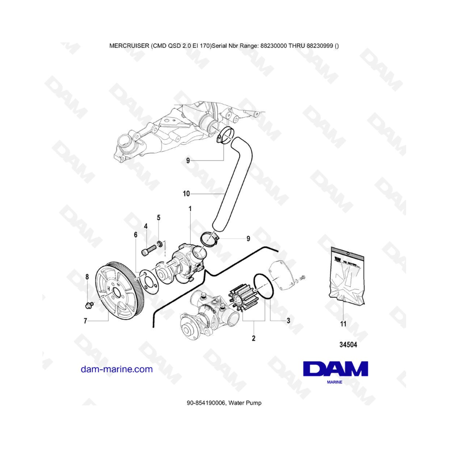 Mercruiser CMD QSD 2.0 EI 170 - Bomba de agua