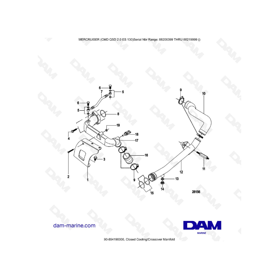 MERCRUISER CMD QSD 2.0 ES 150 - Closed Cooling/Crossover Manifold