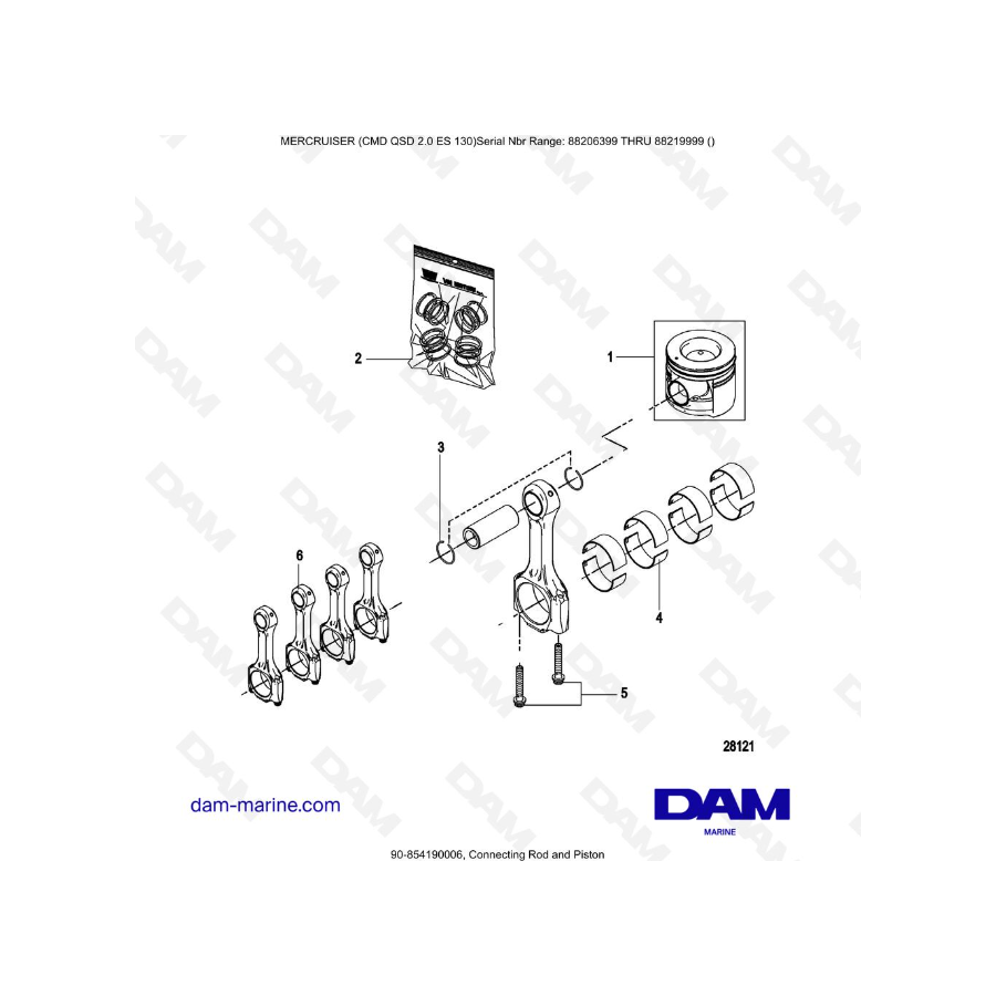 Mercruiser Cmd Qsd Es Connecting Rod And Piston Dam Marine