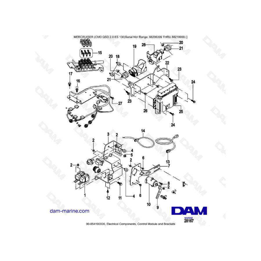 MERCRUISER CMD QSD 2.0 ES 150 - Componentes Eléctricos, Módulo de Control y Soportes