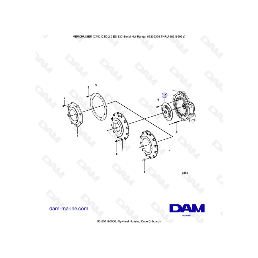 MERCRUISER CMD QSD 2.0 ES 150 - Tapa de la caja del volante (Interior)