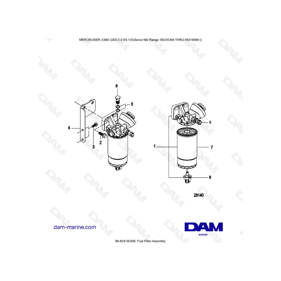 Mercruiser Cmd Qsd Es Fuel Filter Assembly Dam Marine