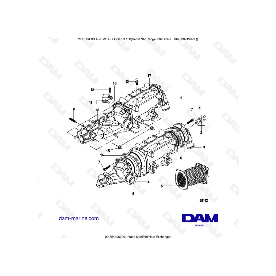 MERCRUISER CMD QSD 2.0 ES 150 - Intake Manifold/Heat Exchanger