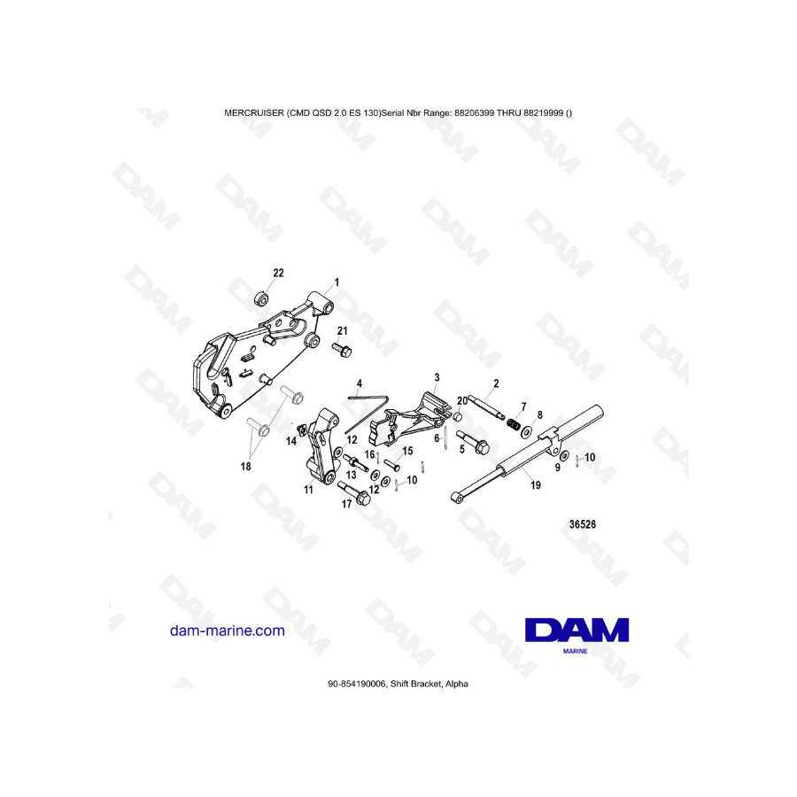 MERCRUISER CMD QSD 2.0 ES 150 - Shift Bracket, Alpha