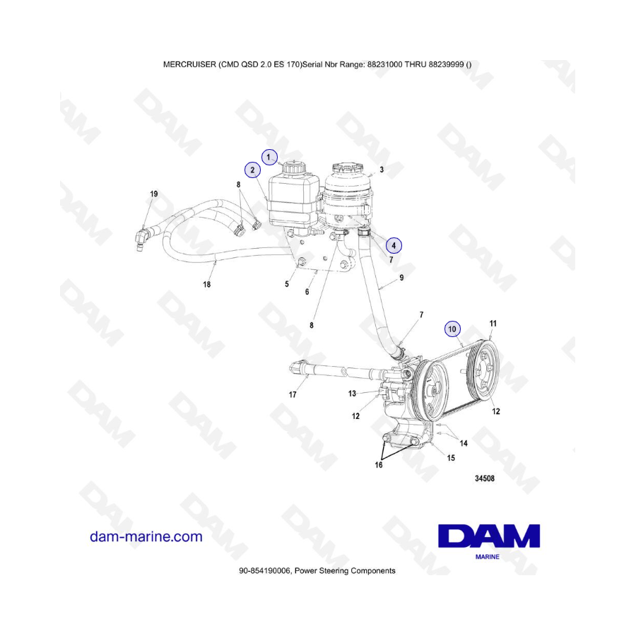 MERCRUISER CMD QSD 2.0 ES 170 - Componentes de dirección asistida