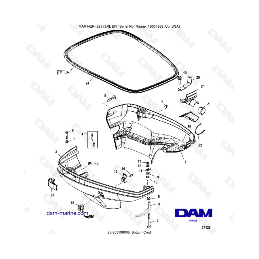 Mercury Mariner 225 EFI - Bottom Cowl