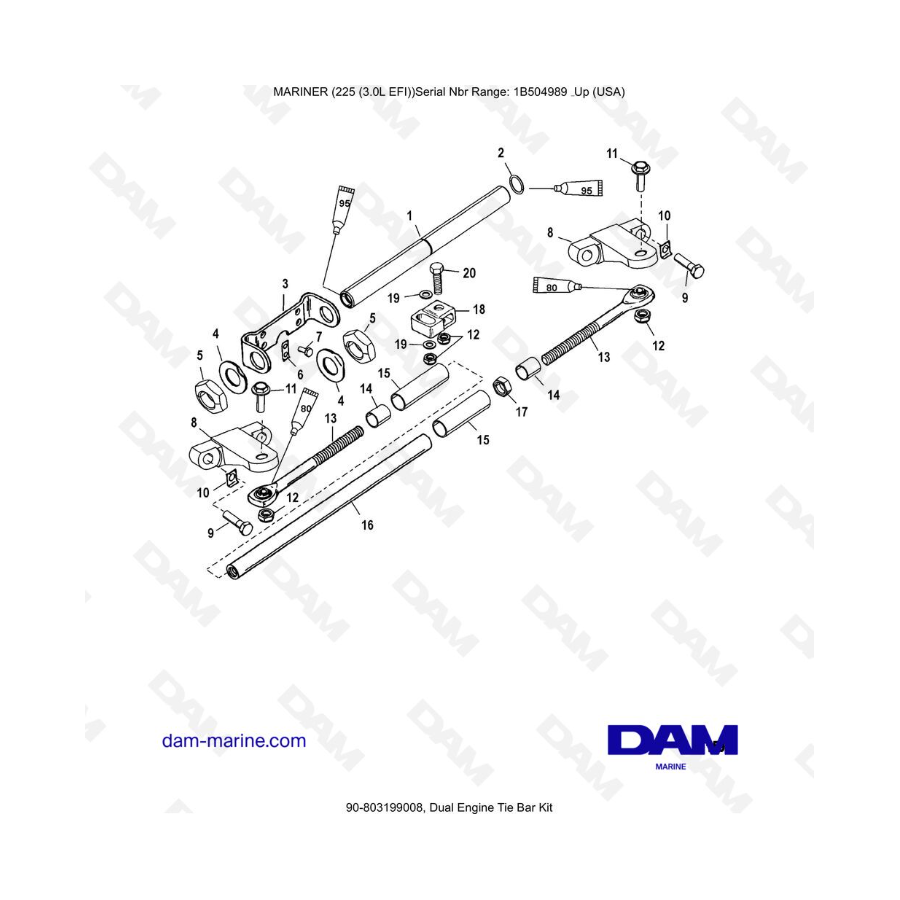 Mercury Mariner 225 EFI - Dual Engine Tie Bar Kit