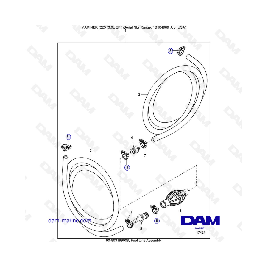 Mercury Mariner 225 EFI - Fuel Line Assembly