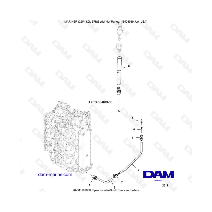 Mercury Mariner 225 EFI - Speedometer/Block Pressure System