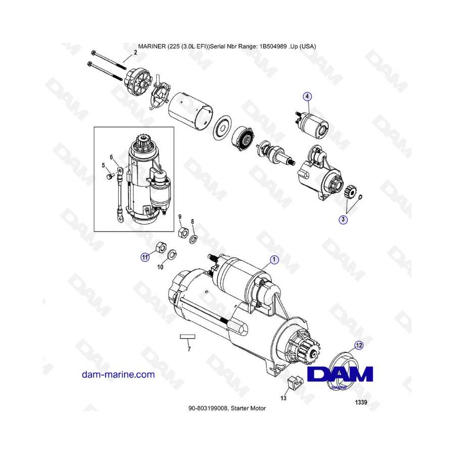 Mercury Mariner 225 EFI - Motor de arranque