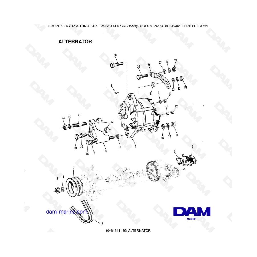 Mercruiser D254 TURBO AC-ALTERNADOR