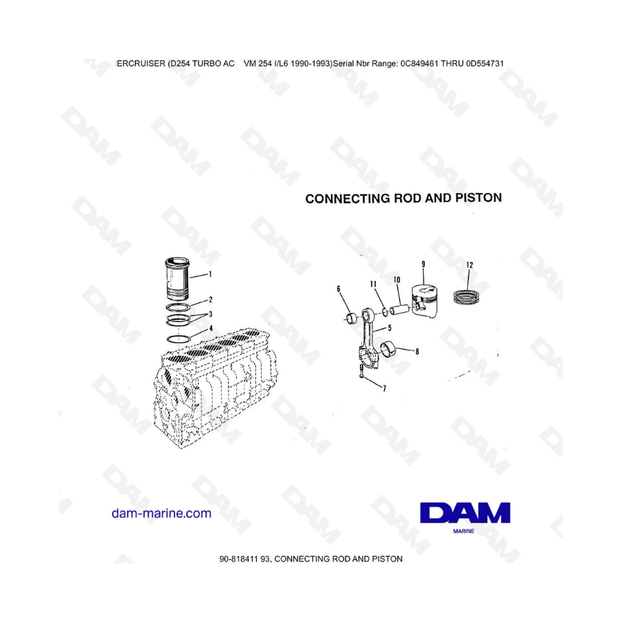 Mercruiser D254 TURBO AC - CONNECTING ROD AND PISTON