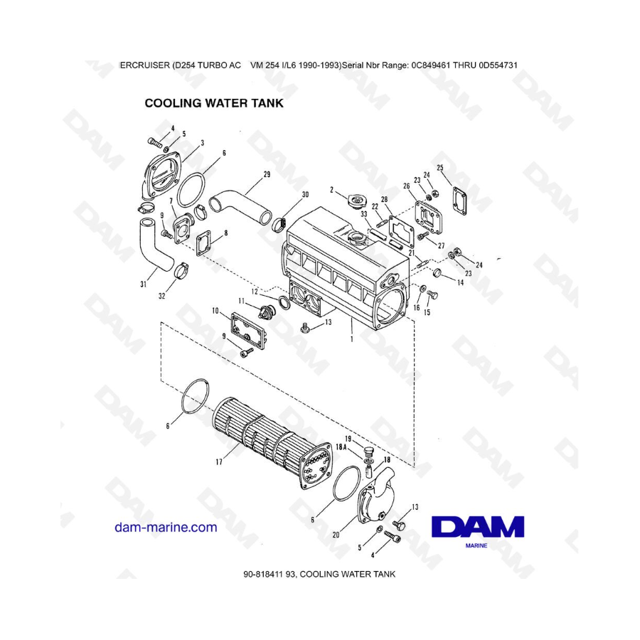 Mercruiser D254 TURBO AC - COOLING WATER TANK