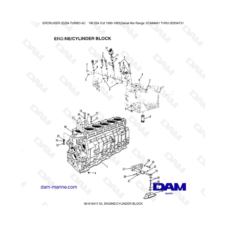 Mercruiser D254 TURBO AC - ENGINE/CYLINDER BLOCK