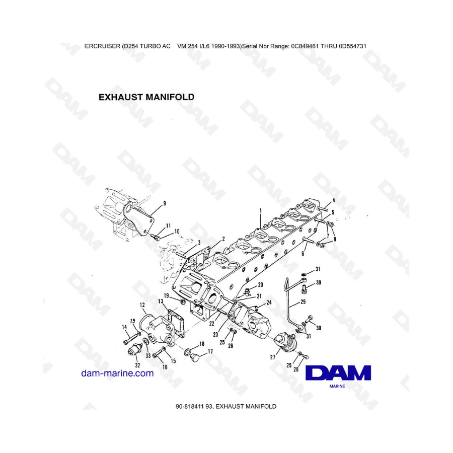 Mercruiser D254 TURBO AC - EXHAUST MANIFOLD