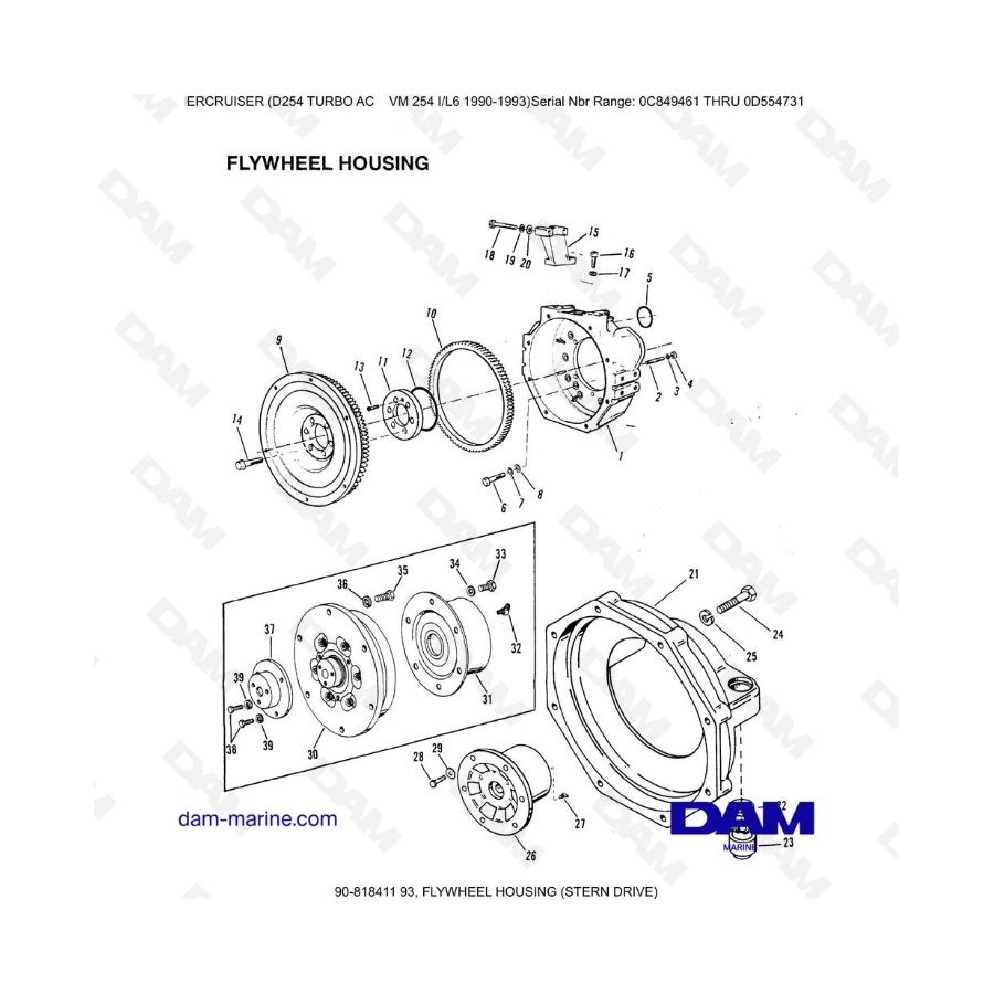 Mercruiser D254 TURBO AC - FLYWHEEL HOUSING (STERN DRIVE)