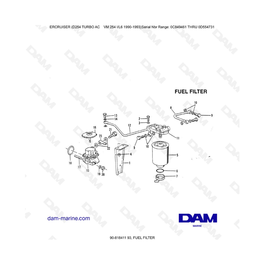 Mercruiser D254 TURBO AC - FILTRO DE COMBUSTIBLE