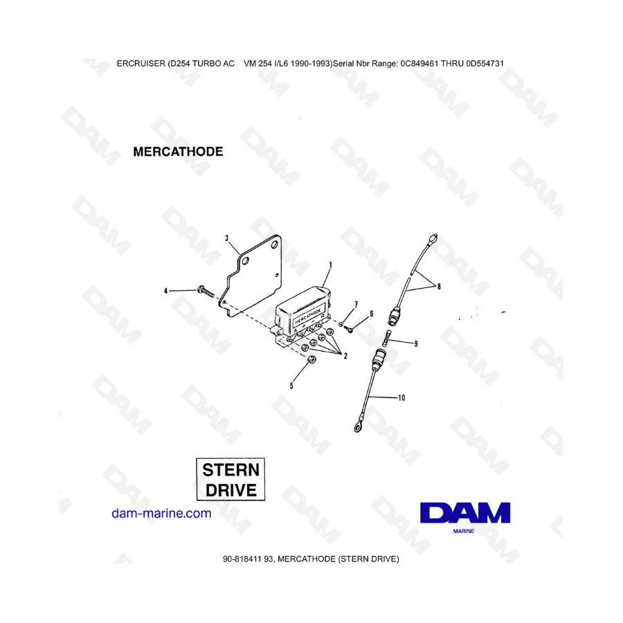 Mercruiser D254 TURBO AC - MERCATHODE (STERN DRIVE)