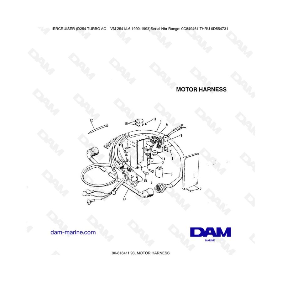 Mercruiser D254 TURBO AC - ARNÉS DE MOTOR