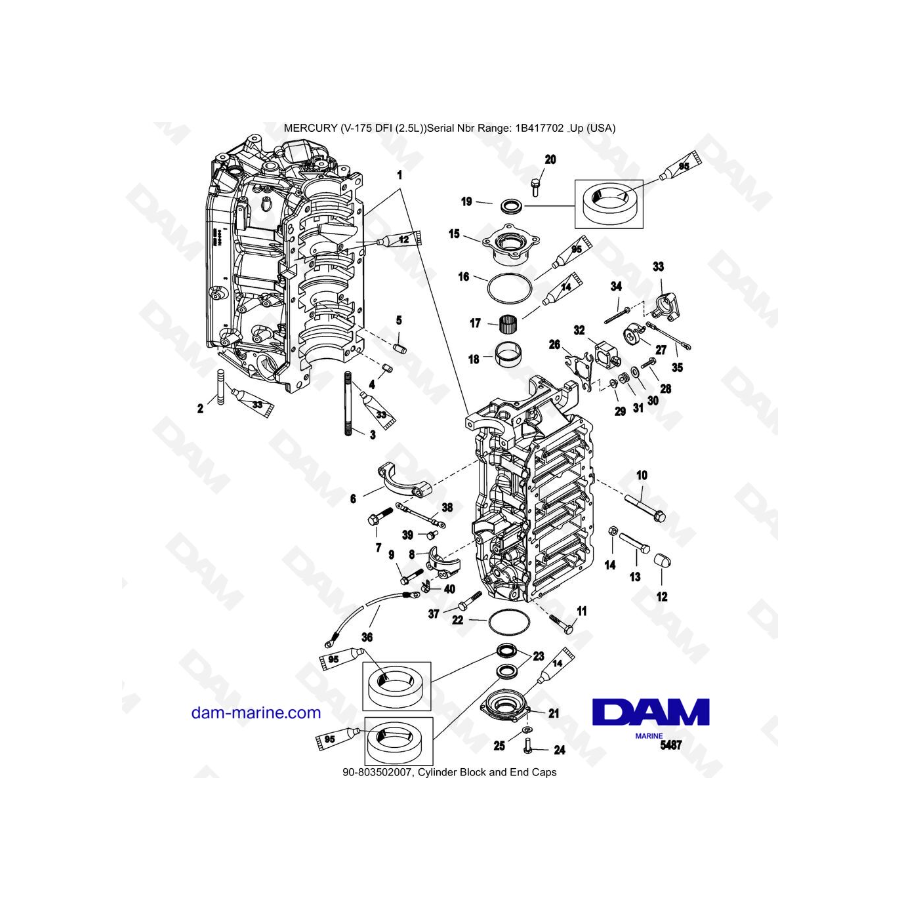 MERCURY MARINER 175 OPTIMAX - Cylinder Block and End Caps