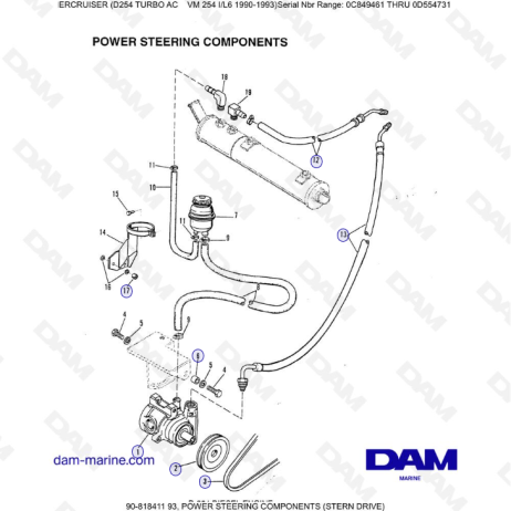 Mercruiser D254 TURBO AC - COMPONENTES DE LA DIRECCIÓN ASISTIDA (TRANSMISIÓN DE POPA)