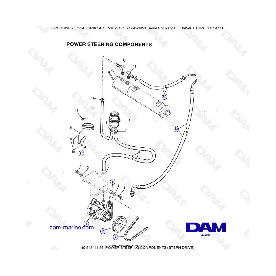 Mercruiser D254 TURBO AC - COMPONENTES DE LA DIRECCIÓN ASISTIDA (TRANSMISIÓN DE POPA)