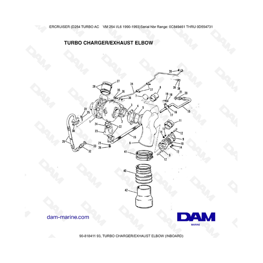 Mercruiser D254 TURBO AC - TURBO CHARGER/EXHAUST ELBOW (INBOARD)