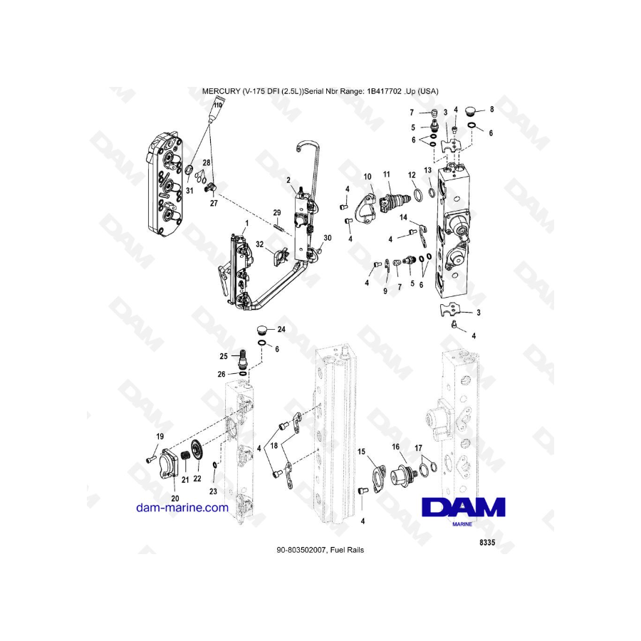 MERCURY MARINER 175 OPTIMAX - Fuel Rails