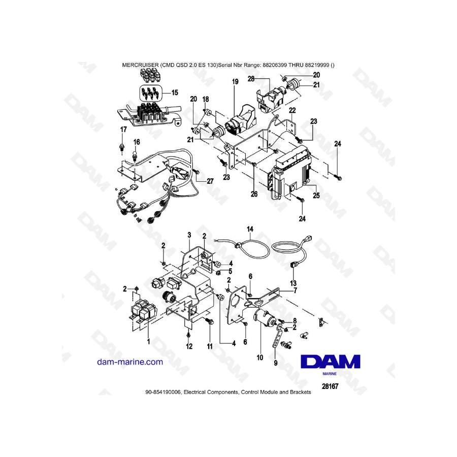 MERCRUISER CMD QSD 2.0 ES 130 - Componentes Eléctricos, Módulo de Control y Soportes