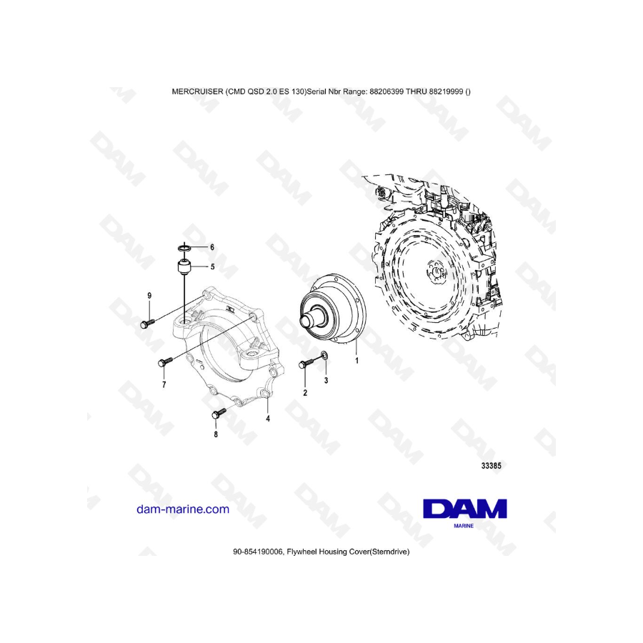 MERCRUISER CMD QSD 2.0 ES 130 - Tapa de la carcasa del volante (Sterndrive)