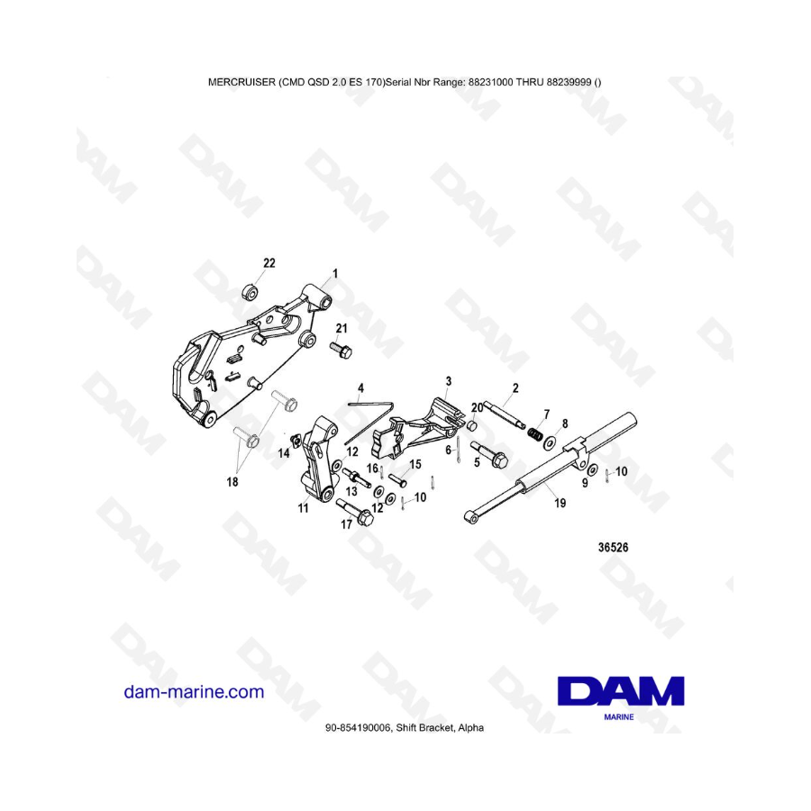 Mercruiser CMD QSD 2.0 ES 170 - Shift Bracket, Alpha