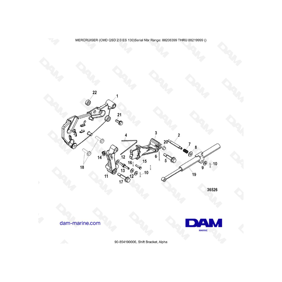 MERCRUISER CMD QSD 2.0 ES 130 - Shift Bracket, Alpha