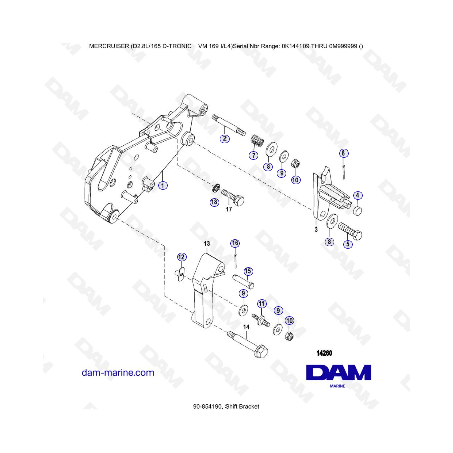 Mercruiser D2.8L 165 D-TRONIC - Soporte de cambio