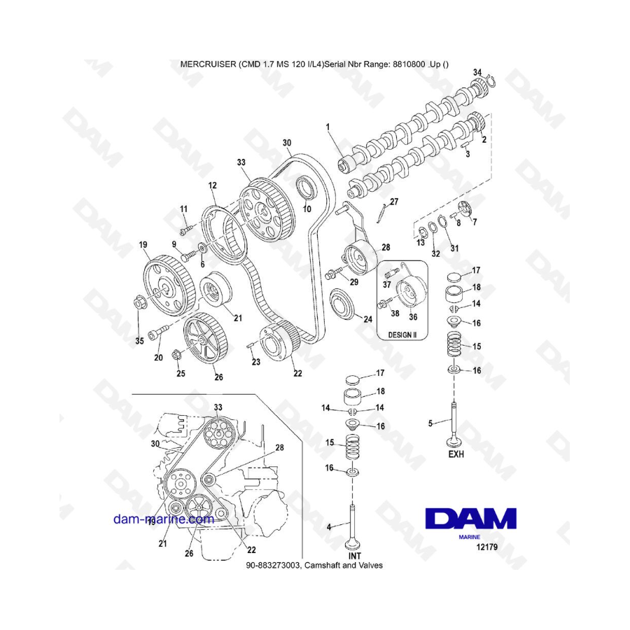 Mercruiser CMD 1.7L MS - Árbol de levas y válvulas