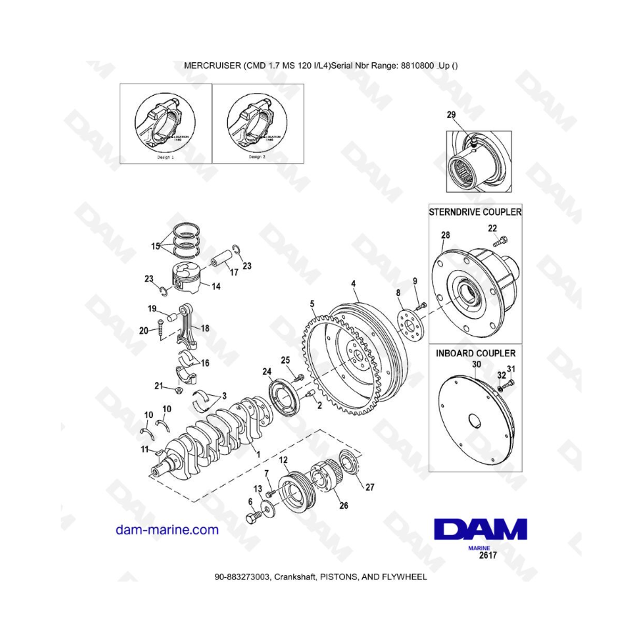 Mercruiser CMD 1.7L MS - Cigüeñal, PISTONES Y VOLANTE