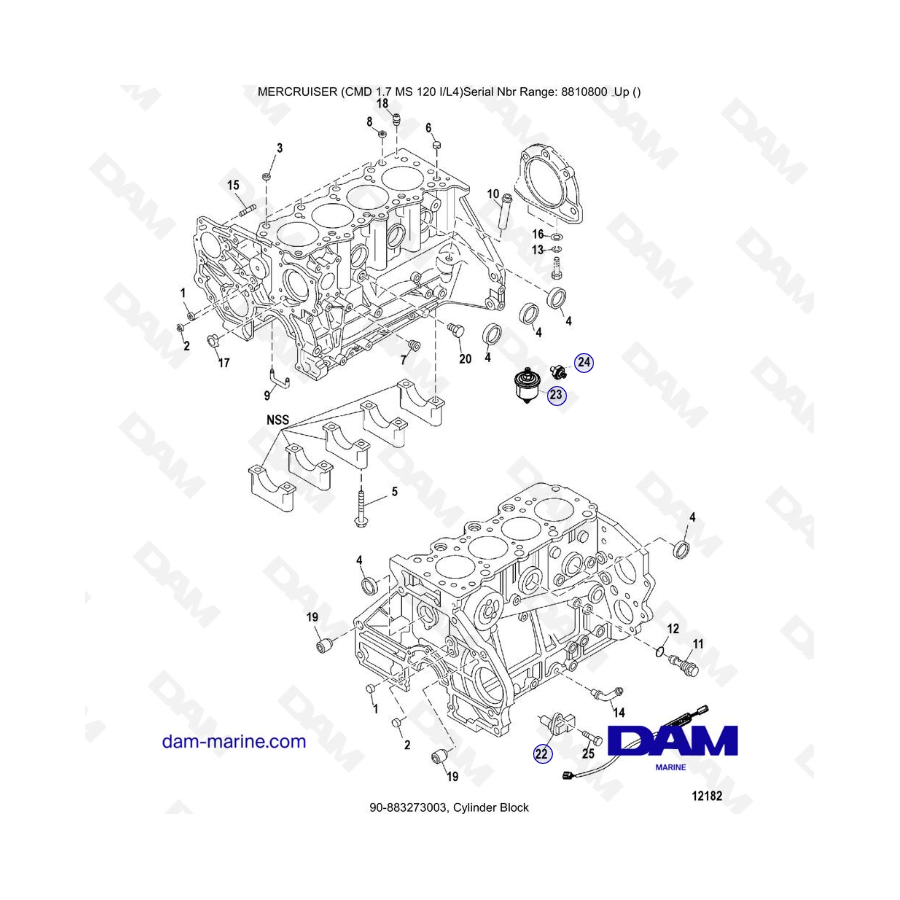 Mercruiser CMD 1.7L MS - Bloque de cilindros